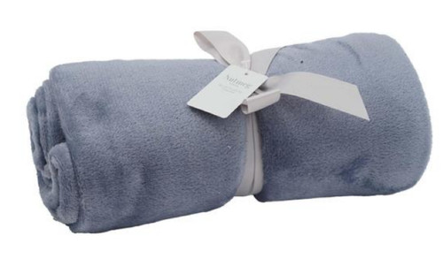 Blue soft fleece throw 120cm - fleece,