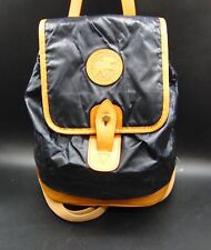 Hunting World Dark Blue & Brown Leather Canvas Backpack Bag 3581045 Length 27cm