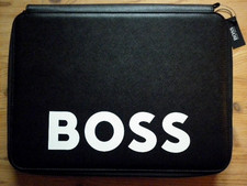 HUGO BOSS Black Leather Document Bag NWT RP €150 Laptop Case Designer Recycled
