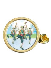 Morris Dancers Gold Plated Domed Lapel Pin Badge