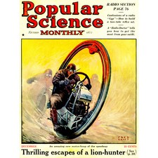 SCIENCE MAGAZINE COVER POPULAR FUTURE MONO WHEEL BIKE USA 30X40 CMS FINE ART PRI