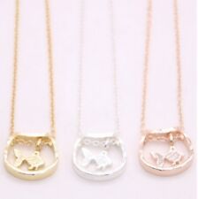 MINIMALIST FISH IN BOWL PENDANT NECKLACE GOLD FISH IN TANK & GIFT BAG