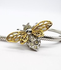 Queen Bee Charm Bead Insect Spacer Stopper Genuine 925 Sterling Silver 💖