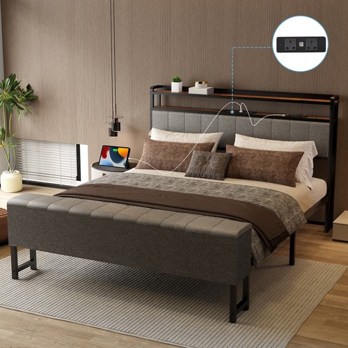 4ft6 luxury grey fabric - grey,