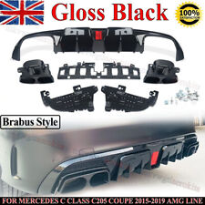 REAR DIFFUSER BRABUS STYLE GLOSS BLACK FOR MERCEDES C CLASS C205 COUPE 2015-2019