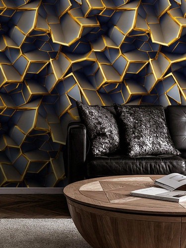 Black gold geometric - gold,