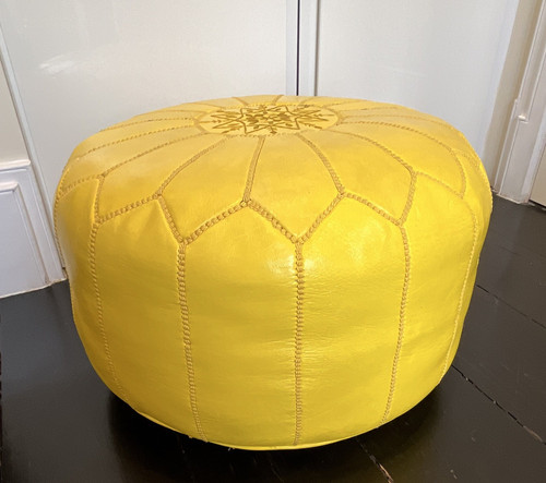 Moroccan yellow round - yellow, leather