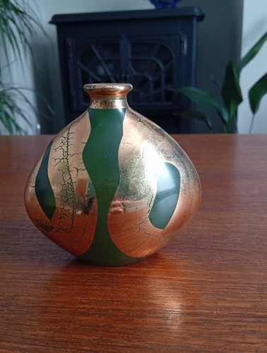 Crystal green 24k gold vase - green,