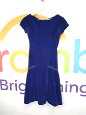 Cresta Couture Ladies 60s Vintage Royal Blue Velvet Special Occasion Dress UK 10