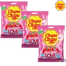Chupa Chups Strawberry Love Sour&Strawberry Cream 10 Lollipops 120g 5|8|12 packs