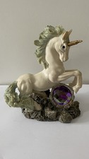 White unicorn Medium Size Figurine With Crystal Good Condition.