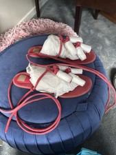 Zara Pink Rope and Tassel Ankle Tie Sandals Size 5