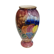 Old Court Ware Vase Iridescent Lustre Hand Painted Fruit Vtg Clyde Multicoloured