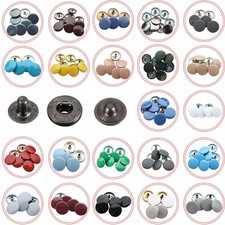 METAL SNAP FASTENERS PRESS STUDS with Colourful Caps for Leather Coat- 10 50 100