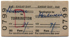 BTC(S) Railway Ticket Torrington to Halwill