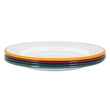 White Enamel Dinner Plates Outdoor Camping Dinnerware Tableware 25.5cm 4 Colours