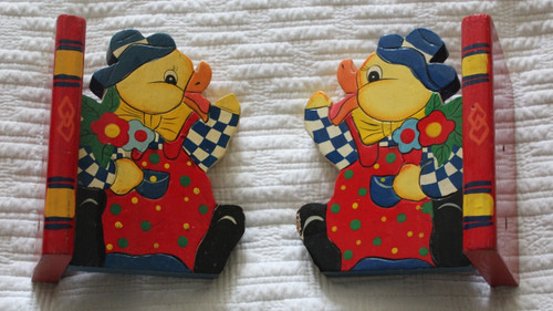 Vintage wooden duck bookends - vintage,