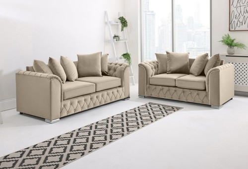 Plush velvet sofa set - sofa, 3