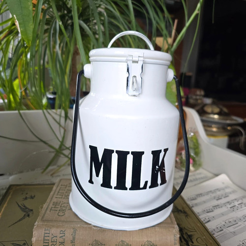 Vintage milk churn enamel - milk,