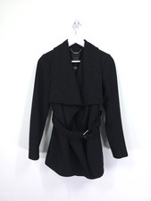 Ted Baker Adalya Coat Size 1 UK 8 Black Wrap Drape Jacket Wool Cashmere Blend
