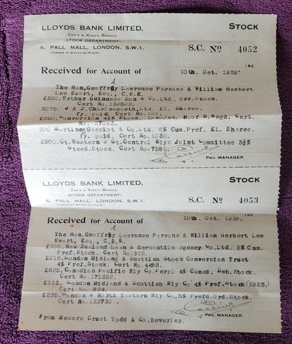 1929 lloyds bank stock - bank,