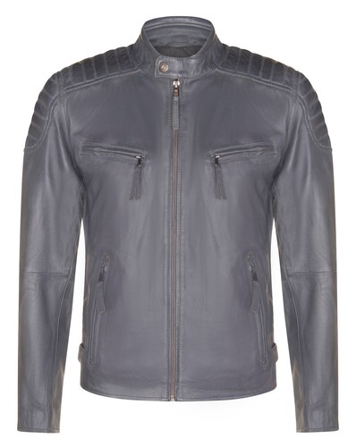 Mens blue leather - leather, biker