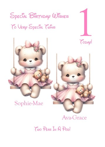 Twins birthday card - twins,