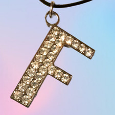 Diamanté Letter F Pendant Cord Necklace Stocking Filler Christmas Gift J662F