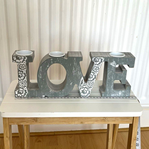 Love wooden tea light holder - wooden,