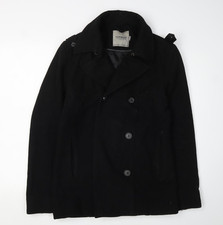 Topman Men's Black Pea Coat M