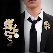 Sparkling golden dragon brooch - sparkling,