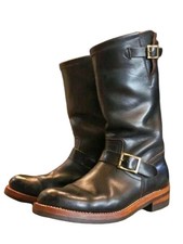 Premium Handmade High Ankle Buckle Genuine Black Leather Biker Boots For Men
