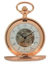 Double Half Hunter Masonic Rose Mechanical Skeleton Pocket Watch WESTIME 5103RWM
