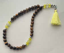 Semi-Precious Tiger's Eye Gemstone & Glass Bead Islamic 33 Bead Prayer Tasbih.