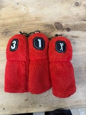 Golf Club Driver And Fairway Head Covers Fluffy Red