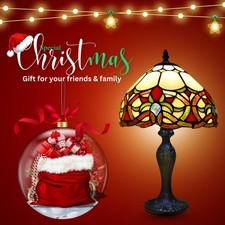 Tiffany Style Table Lamp Handcrafted Art Bedside Light Desk Lamps Stained Glass