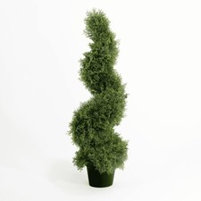 Pair of Artificial Cedar Spiral Topiary Trees