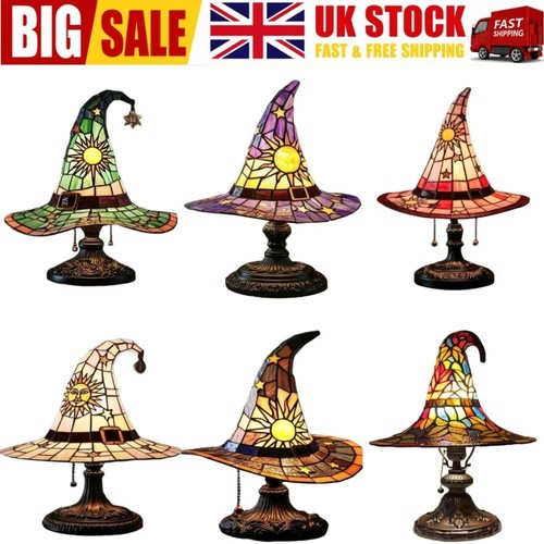 Stained glass witch hat lamp - stained,