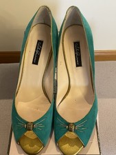 Lulu Guinness Lydia Shoes Jade & Gold Size 7