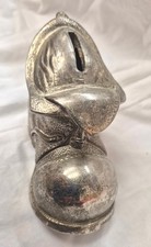 Vintage Silver Boot Shaped Piggy Bank Ornament England - AMB17