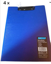 4 x Rapesco A4/ Foolscap, Blue Foldover Clipboard