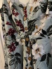 Hell Bunny Rockabilly 40s Fit And Flare Blue Leaf Flower 4XL Size 22 20 Plus