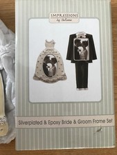 Impressions by Juliana - Silverplated & Epoxy Bride & Groom Photo Frame Set