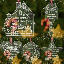 Personalised First Christmas Bauble In New Home House Xmas Tree Decoration 2025