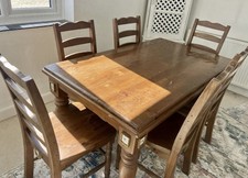 Farmhouse Dining Table And 6 Chairs .stunning Quality.5ft Table Top .bargain! 