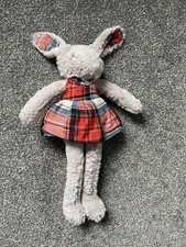Next Grey Bunny Rabbit My Best Friend Soft Toy Red Tartan Dress