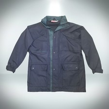 TUSKERS Winter Coat - 3 in 1 - WINDBREAKER- WATERPROOF - HOOD - L - NAVY / GREEN