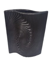Textured black ceramic vase - textured,
