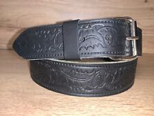 Black Real Leather Jeans Belt Acorn Leaf Press Stud popper Belts For Buckle