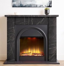 BLACK MARBLE EFFECT FIREPLACE